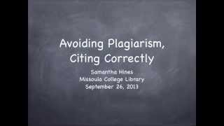 Avoiding Plagiarism Citing Correctly [upl. by Melitta]