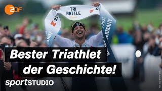 Jan Frodeno stellt spektakulären TriathlonWeltrekord auf  sportstudio [upl. by Anaic]