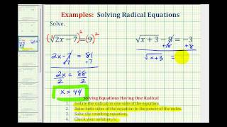 Ex 2 Solve Radical Equations  Square Roots [upl. by Nauqet]