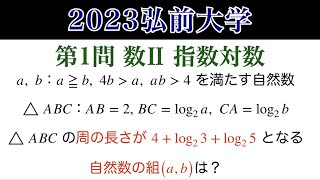 【2023 弘前大学 第1問】数Ⅱ指数対数 [upl. by Enidan]