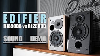 Edifier R1850DB vs Edifier R1280DB  Sound Demo w Bass Test [upl. by Anaek]