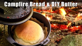 Campfire Bread Dutch Oven amp Homemade Butter [upl. by Ailatan883]