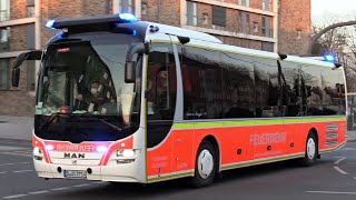 2 Feuerwehrbusse  Über 450 Einsatzkräfte Zahlreiche Einsatzfahrten bei Bombenfund in Essen [upl. by Eseuqcaj]