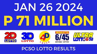 Lotto Result January 26 2024 9pm PCSO [upl. by Aubry]