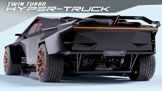 Tesla CYBERTRUCK HARDCORE Modified Bodykit Concept by Zephyr Designz 4K [upl. by Cornew]