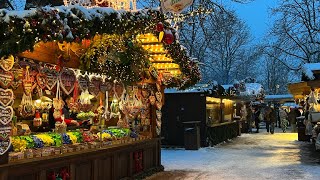 BadenBaden Christmas market on a snowy winter day 4K 60FPS [upl. by Bettencourt]