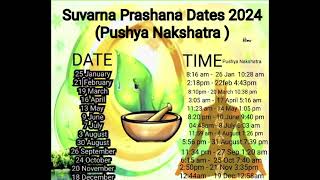 2024 Calander and pushya nakshatra dates of suvarna prashana [upl. by Ahsoj]