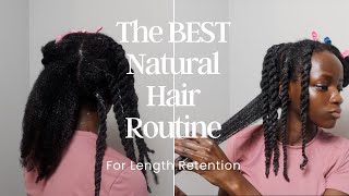 The BEST natural hair routine for length retention  How I grew my hair PAST my waist [upl. by Glasgo46]