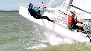 Mini Fleet what could go wrong ⎮ No Lack Of Wind Only Boats Trimaran Rushes in  Nacra Wheel Stands [upl. by Rheims406]