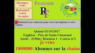 Rabaturf Pronostic100  QuintéEnghien R1Lundi0 2102017 l [upl. by Yettie955]