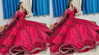 Wedding lehenga cutting and stitching DIY lehenga long dress crop top lehenga bridal lehenga [upl. by Itnaihc]