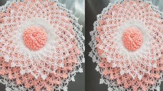 So attractive 😉 crochet THALPOSH table cloth table runner thalli rumaalDoily you tube video [upl. by Jarib]