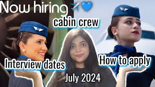 Indigo cabin crew vacancy July 2024✈️how to apply for indigo cabin crew job [upl. by Derfiniw]