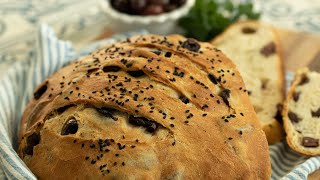 Greek Homemade Olive Bread Eliopsomo [upl. by Anis]