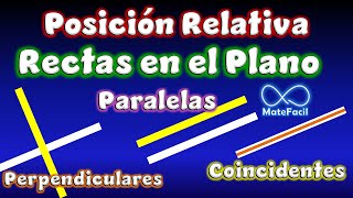 Posición Relativa de 2 RECTAS en el Plano Paralelas perpendiculares coincidentes EJEMPLOS [upl. by Elayne794]