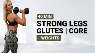 40 MIN LEGS GLUTES AND CORE WORKOUT   Weights  Dumbbell Lower Body  Strength  Super Sweaty [upl. by Conrade]