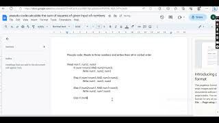 Write pseudocode that reads in three numbers and writes them all in sorted order alx pseudocode [upl. by Audsley]