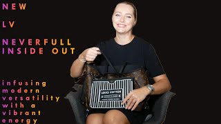 LOUIS VUITTON HANDBAG TOTE NEVERFULL INSIDE OUT MM IN BLACK UNBOXING [upl. by Nolla]