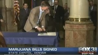 Colorado Governor Signs Historic Marijuana Bills [upl. by Neibaf]