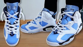 How To Loosely Lace Jordan 6 with on feet Featuring UNC BEST WAY [upl. by Orr618]