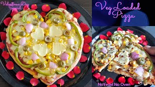 Heart Shaped Pizza  Heart pizza  No yeast No oven Pizza  Valentines Day Special [upl. by Akimat368]