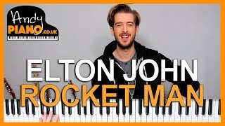 Elton John  Rocket Man Piano lesson tutorial How to play [upl. by Donovan]