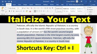 How to Italicize Your Text in Ms Word [upl. by Sivam657]