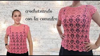 TUTORIAL COMO HACER SACO A CROCHET PARTE 1 CROCHETEANDO CON LA COMADRE TODAS LAS TALLAS [upl. by Nevyar]