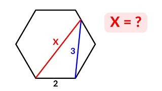 Math Olympiad Geometry Problem  Find the length X in the regular hexagon [upl. by Ellohcin398]