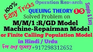 Solved Problem on MM1MGD Queuing ModelMachine Repairman modelFinite Source of arrival in Hindi [upl. by Annor]