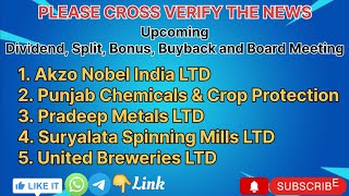 Akzo Nobel  Punjab Chemicals amp Crop  Pradeep Metals  Suryalata Spinning Mills  United Breweries [upl. by Griselda]