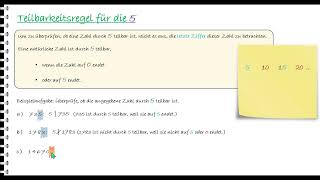 LernvideoTeilbarkeitsregeln Endstellenregeln [upl. by Peper350]
