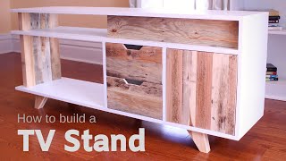 DIY Plywood and Reclaimed Pallet Wood TV Stand  Media Console  How to Make It [upl. by Nannie211]