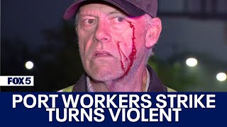 Port workers strike turns violent in Baltimore [upl. by Levitan42]