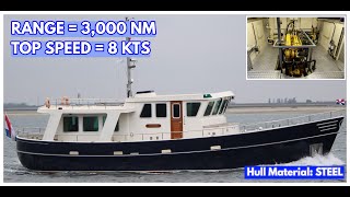 STEEL Liveaboard 17Metre TRAWLER Yacht With A 3000 NM Range [upl. by Sadoff]