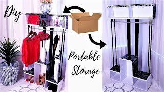 DIY PORTABLE CLOSET FOR SMALL SPACES INEXPENSIVE STORAGE IDEAS 2019 [upl. by Decato]