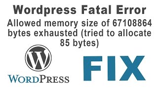 How to fix wordpress Fatal Error Allowed memory size of 67108864 Bytes exhaustedQuick Fix [upl. by Prosper]