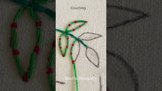 Embroidery leaf using couching stitch [upl. by Ellenor]