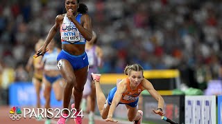 Team USA claims WORLD RECORD via SHOCKING 4x400 mixed relay finish at Worlds  NBC Sports [upl. by Origra792]