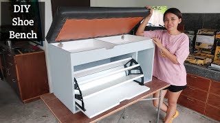 DIY 3 Slots Shoe Rack  Shoe bench  Shoe storage  How to build  paano kami gumawa ng shoe rack [upl. by Eeresed]