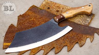 Making a large kitchen knife from an Old Saw Blade [upl. by Olgnaed]