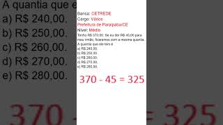 Qual a quantia que ele tem questaodeconcurso matematica [upl. by Eleynad]