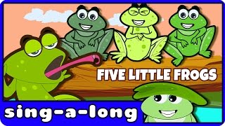 Five Little Speckled Frogs  Nursery Rhyme  With Lyrics by HooplaKidz SingALong [upl. by Hershel]