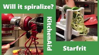 Spiralizing vegetables How to use a KitchenAid mixer spiralizer attachment and Starfrit spiralizer [upl. by Aurel637]