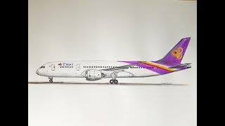 SPEED DRAWING  Thai Airways Boeing7878 [upl. by Nolava]