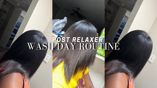 POST RELAXER WASH DAY ROUTINE  SCALP CARE amp HEALTHY HAIR hairstyle silkpress [upl. by Oilut255]