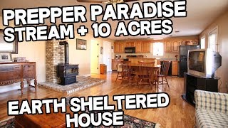 Earth Sheltered home on 10 acres with Live water Underground home [upl. by Adamok]