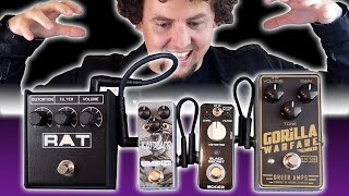 ProCo Rat 2 vs Wampler Ratsbane vs Mooer Black Secret vs Greer Gorilla Warfare A Rat for any budget [upl. by Aisatan403]