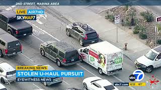 FULL CHASE Police chase stolen UHaul truck in Orange County [upl. by Siladnerb117]