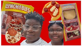 Trying out Pizza Lunchables gummy VS real motherdaughter funfinds pizza gummies walmart [upl. by Sasnett]